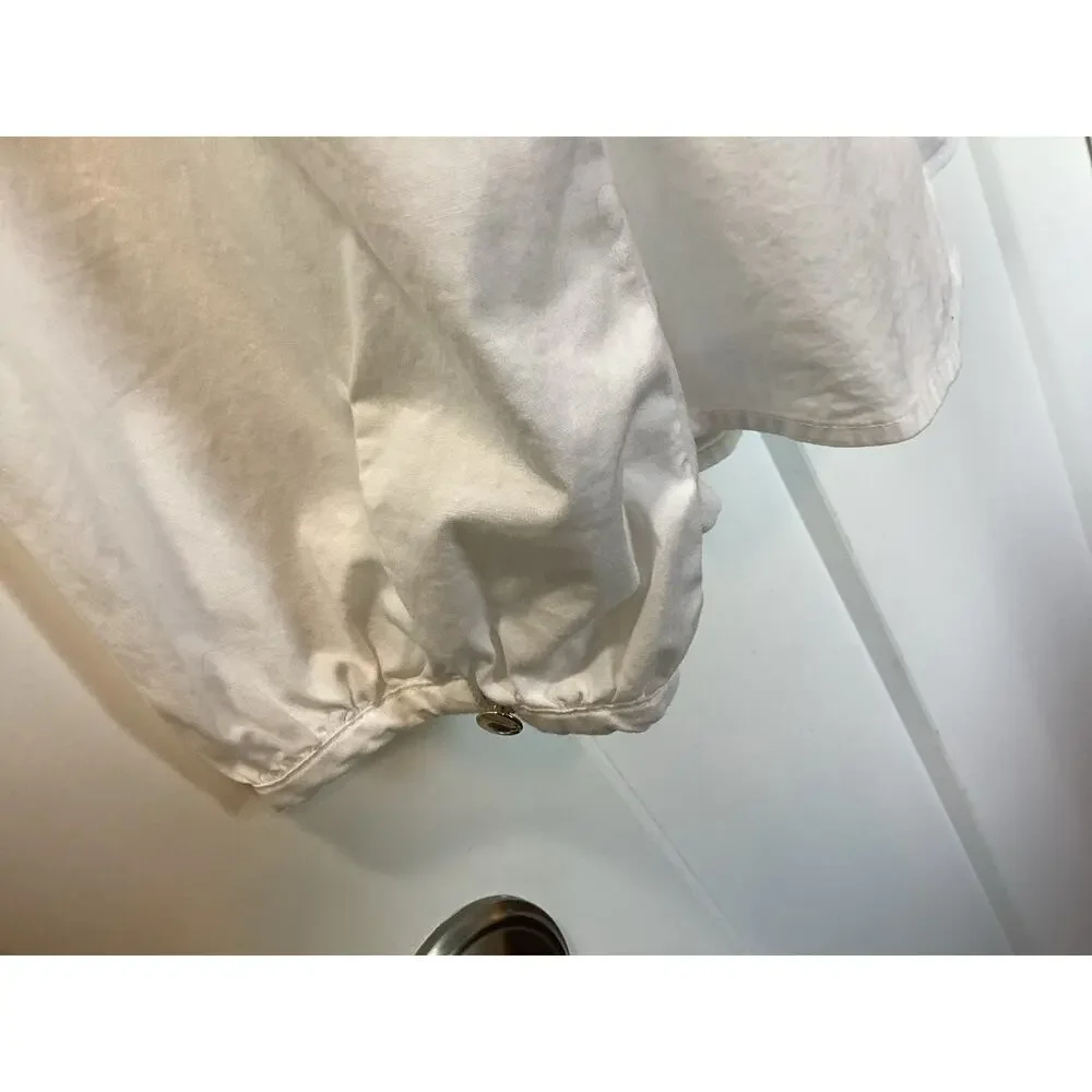 J. Crew White Ruffle Neck Long Sleeve‎ Top Size Medium blouse